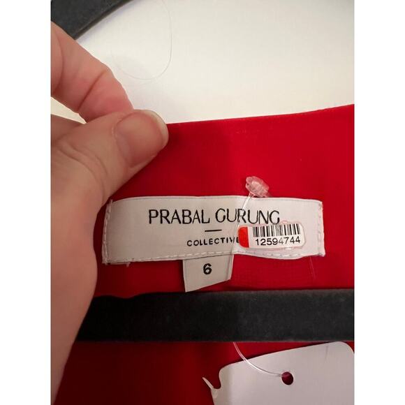 Prabal Gurung Red Sleeveless Ruffle Midi Dress Sz 6 - Picture 6 of 8